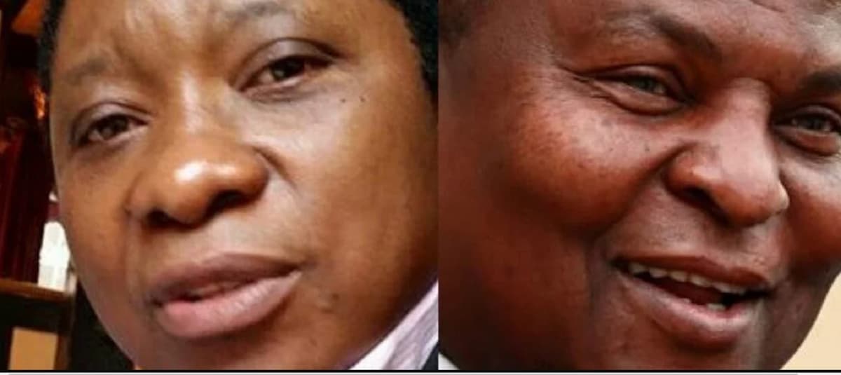 Le journaliste Remy Ngono et le président centrafricain Faustin Touadera