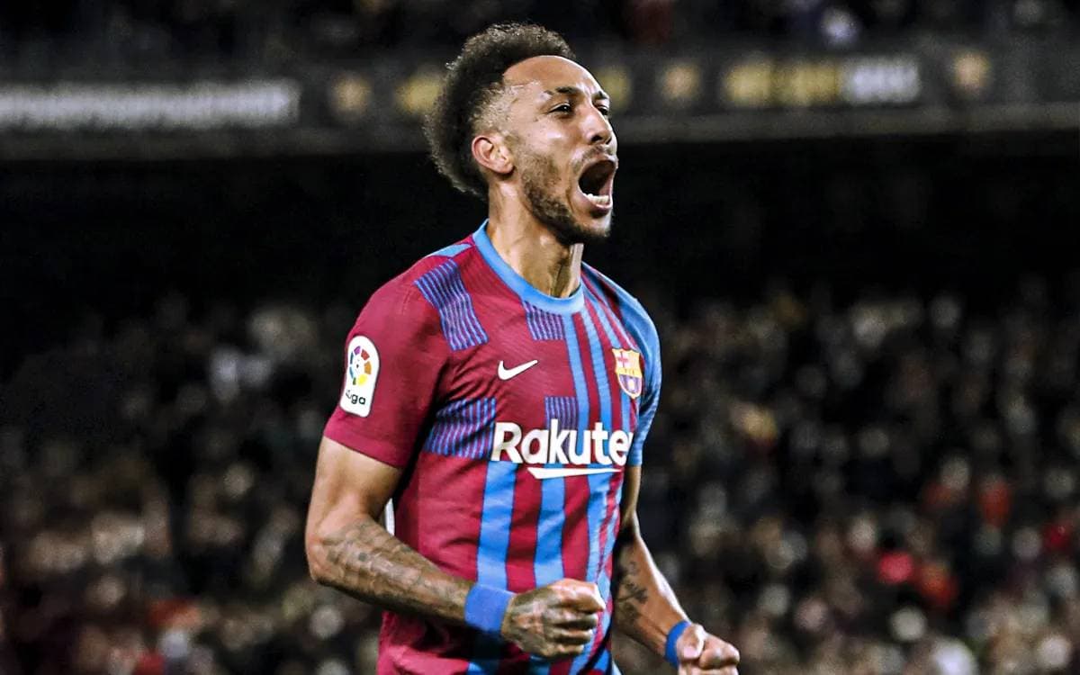 Pierre-Emerick Aubameyang avec le maillot du FC Barcelone