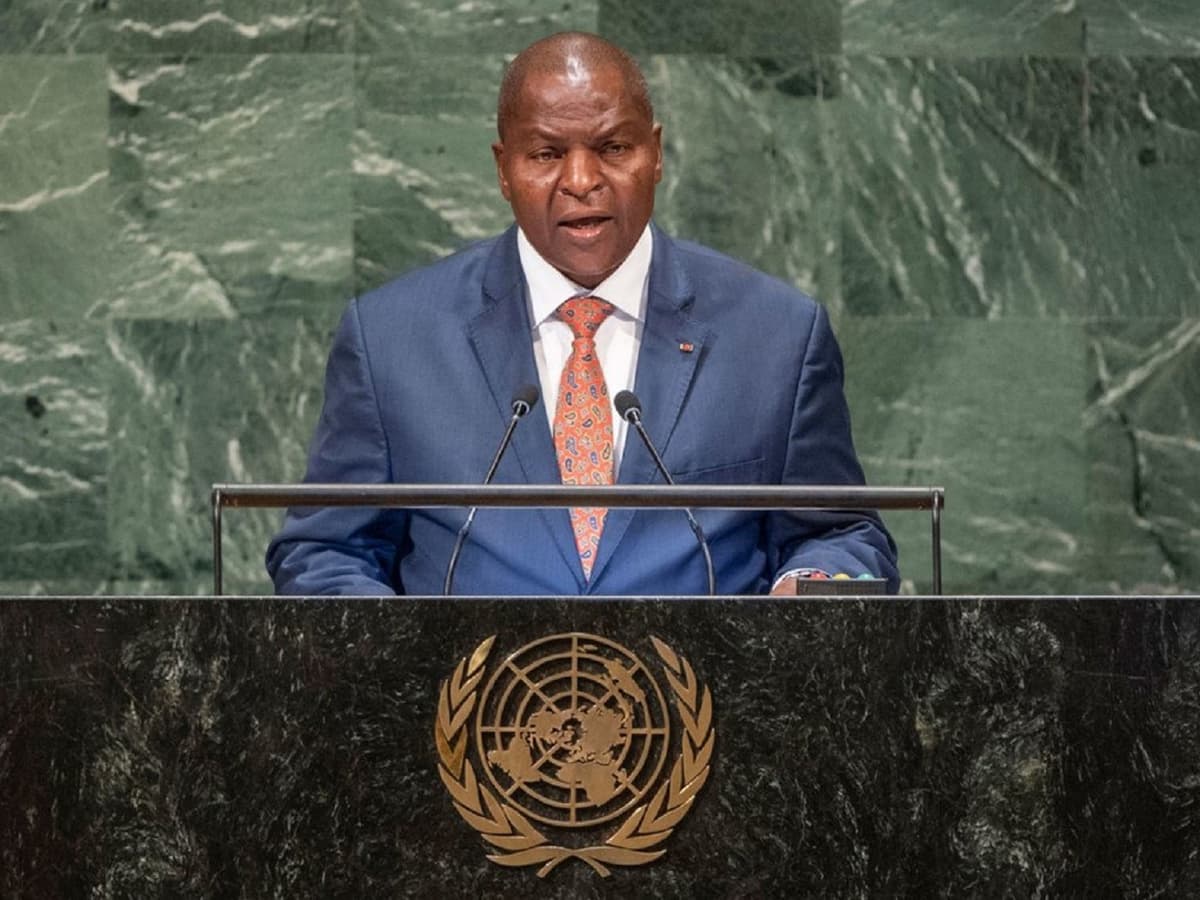 le Président de la République centrafricaine, Faustin Archange Touadéra, prenant la parole Ã  la 77e session de l'Assemblée générale de l’ONU, mardi 20 septembre, Ã  New York