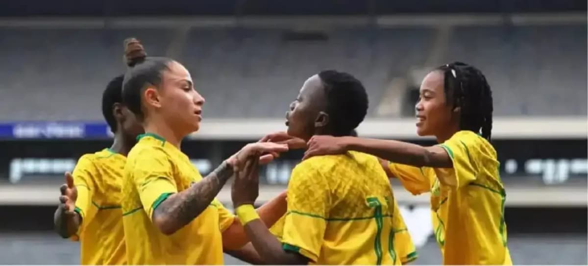 Des joueuses sud-africaines célèbrent leur but