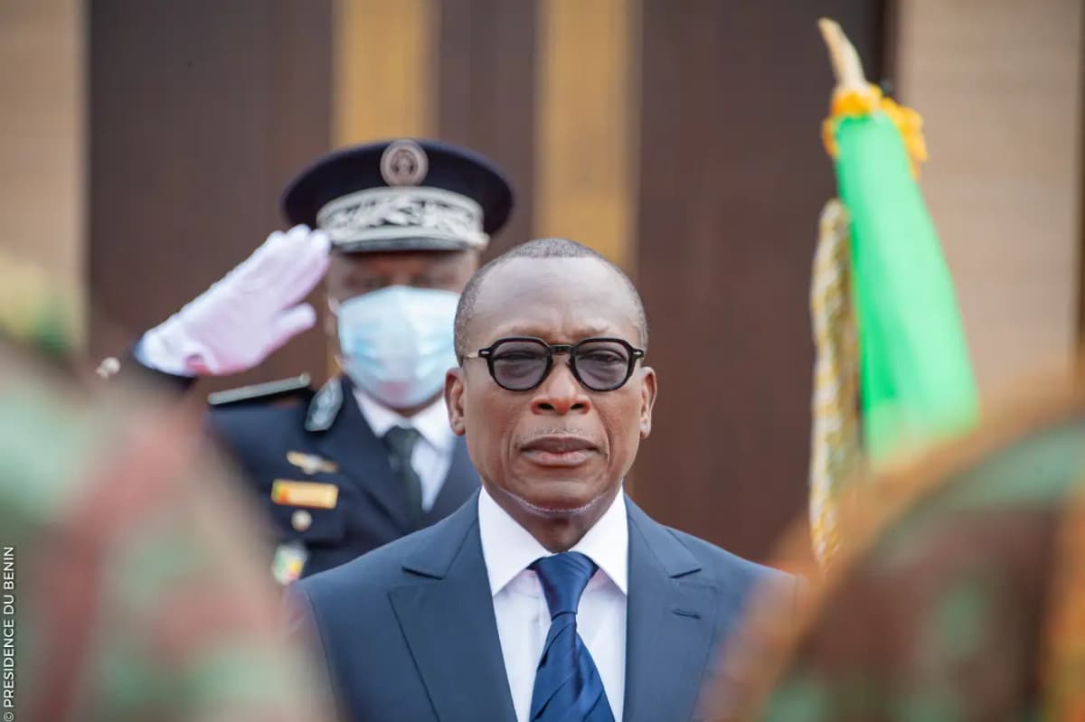 Patrice Talon lors de la Célébration du 61ème anniversaire de l'indépendance du Bénin - Honneurs militaires et civilités du Président de la République aux Présidents des Institutions de la République et membres du gouvernement