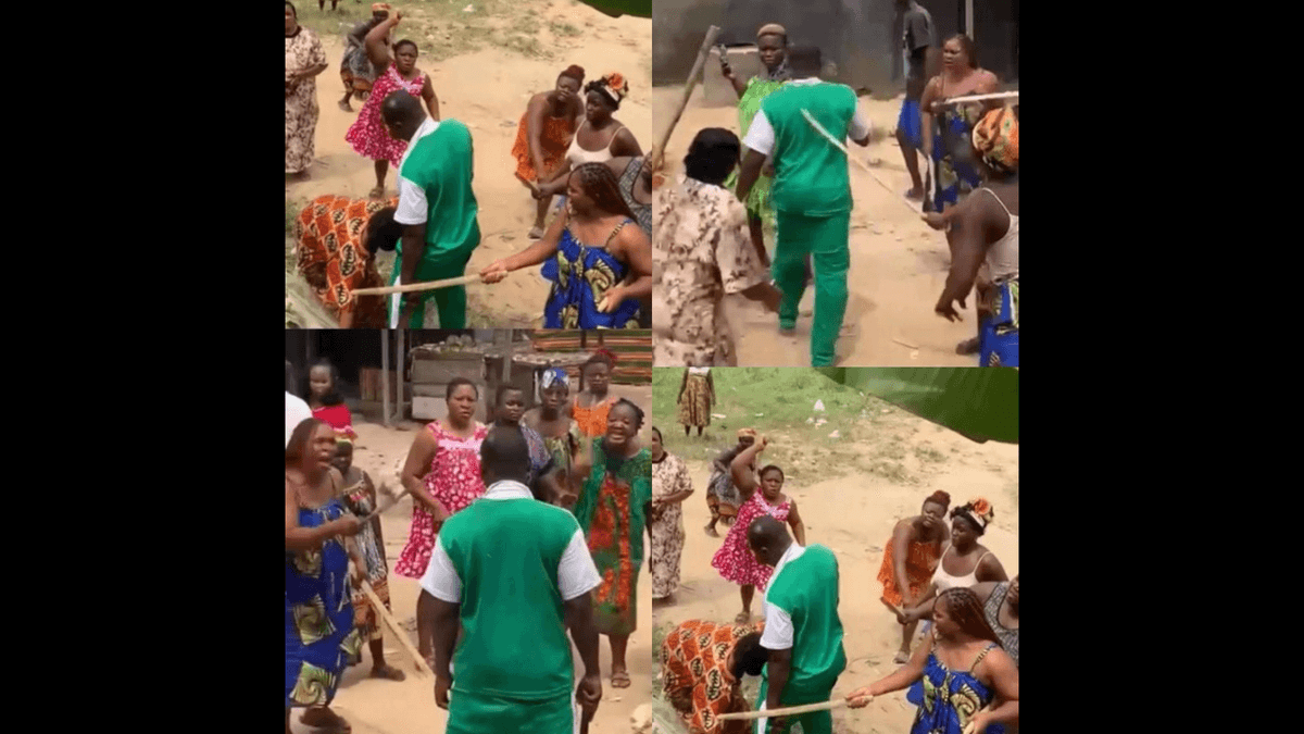 des femmes infligent une correction à un mari accusé de battre son épouse ( Vidéo)